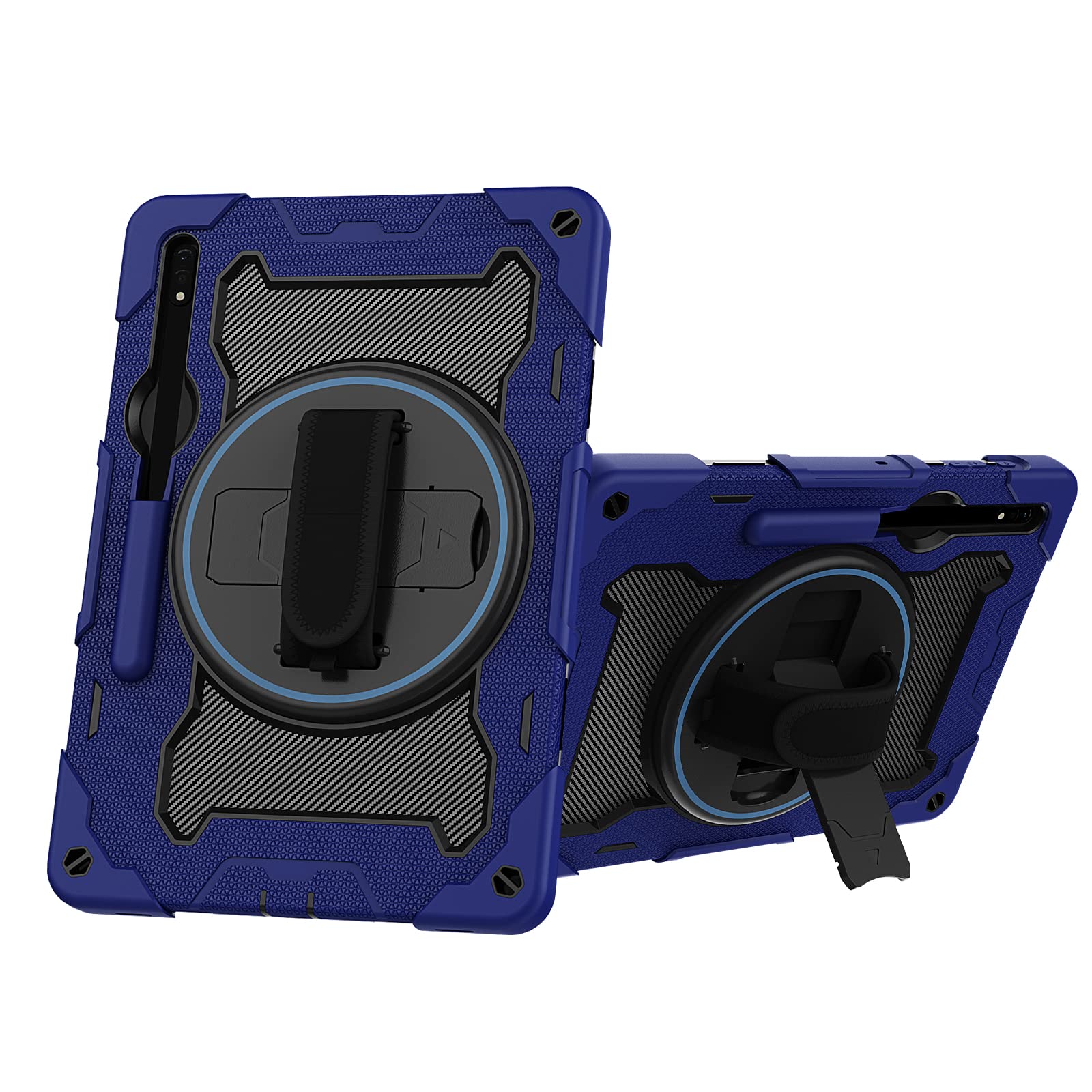 Custodia per tablet per Samsung Galaxy Tab S10 FE+ da 13,1 pollici, custodia antiurto in silicone resistente con portapenne, tracolla, supporto pieghevole girevole, cinturino da polso