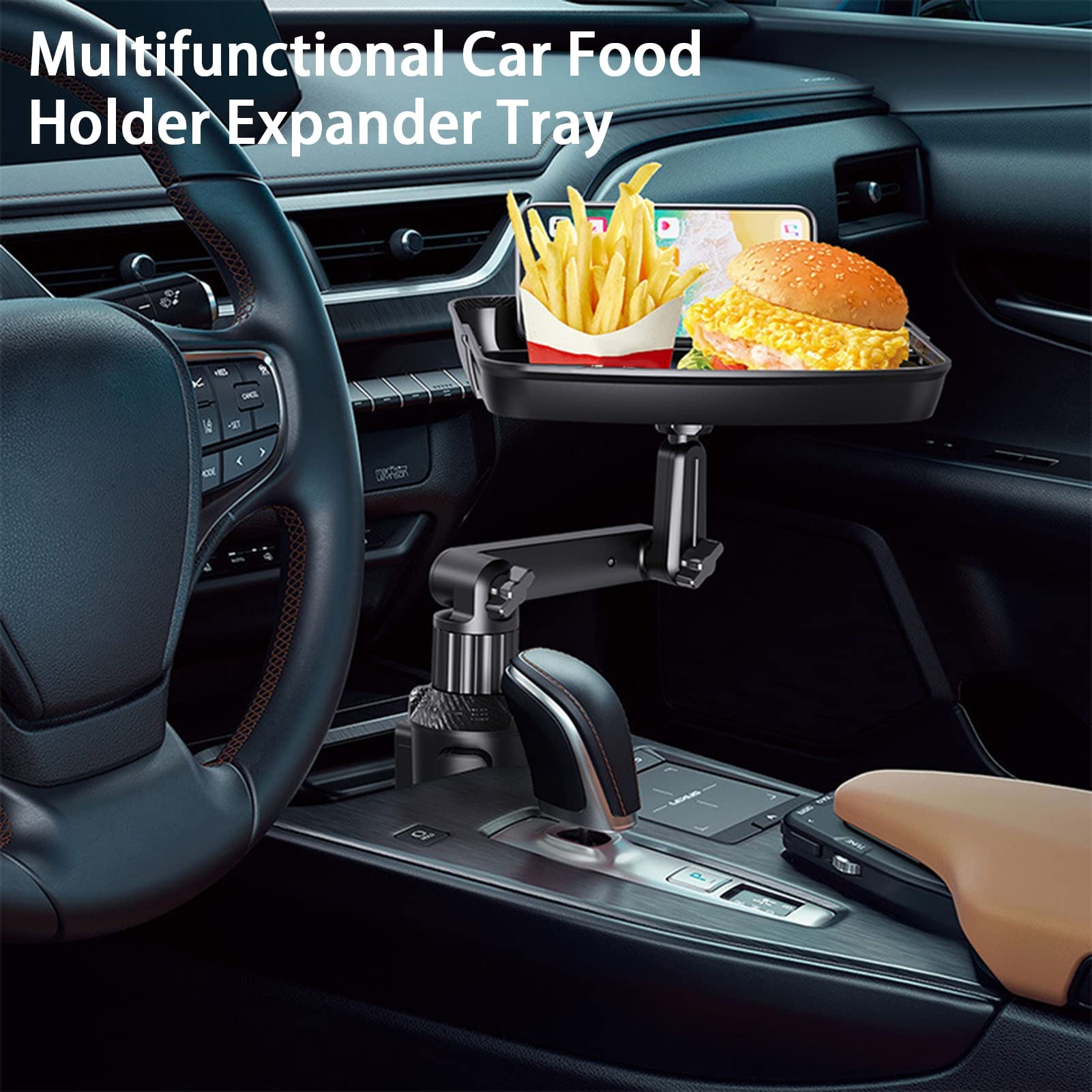 Espansore portabicchieri per auto, supporto multifunzionale 2 in 1, supporto portabicchieri, prolunga auto con base regolabile, rotazione a 360 °, compatibile con tutti gli smartphone