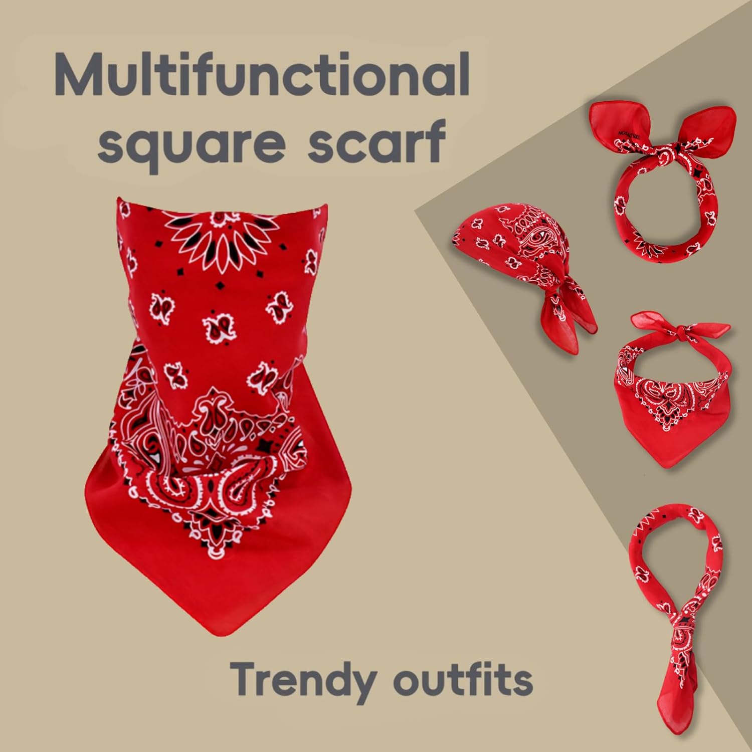 10PCS Mixed Color Paisley 22X22 Inchs Denim Bandana Set - Unisex, 100% Cotton Square Bandanas for Men & Women - Image 5