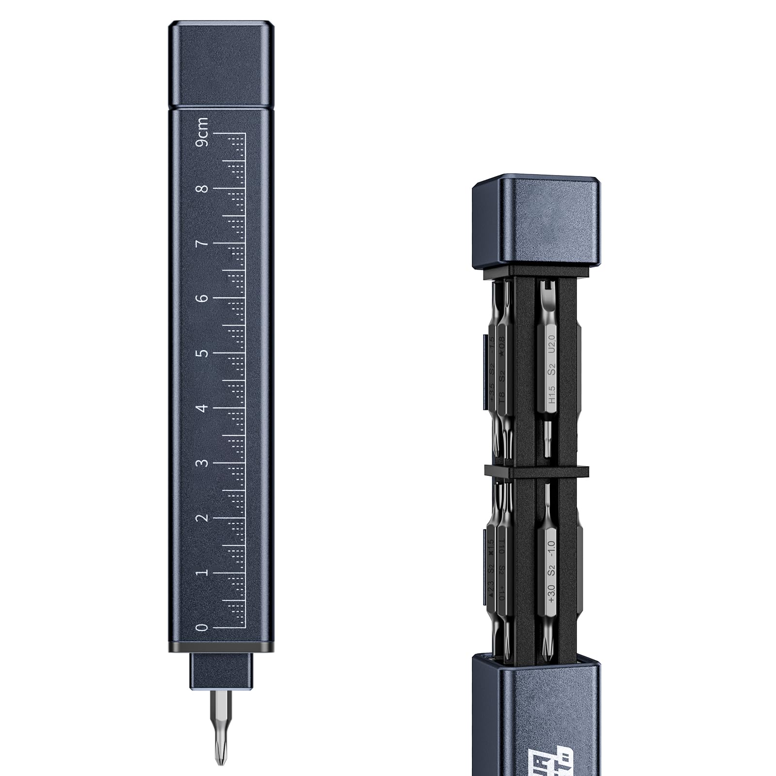 JAKEMY 20 in 1 Metal Precision Screwdriver Set, 10 Pcs Reinforced S2 Steel Precision Double-head Bits, Manual Pen Shaped Screwdriver Kit, Portable