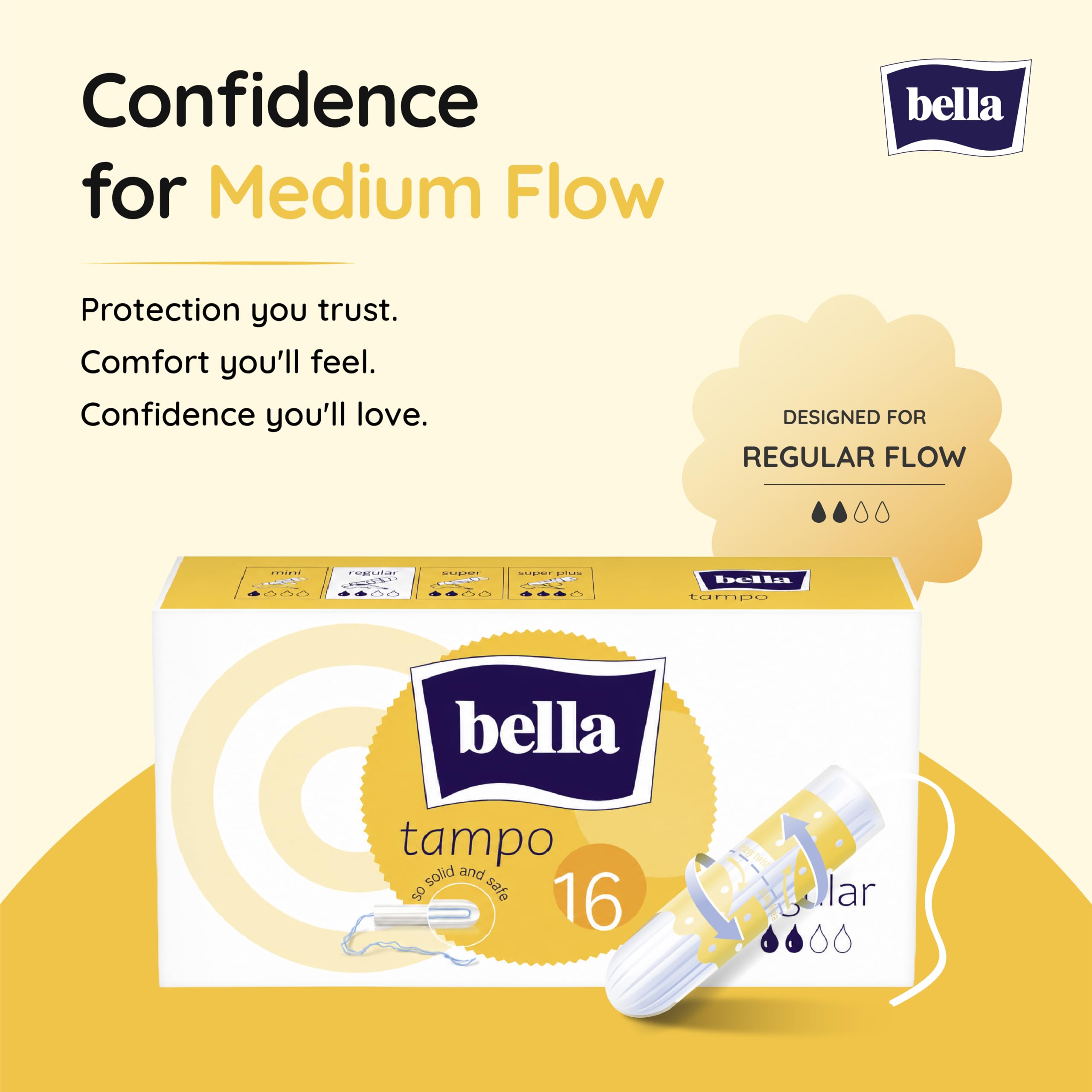 Bella Premium Regular Tampons - 16pcs | High Absorption | Suitable For Regular Flow| Soft & Safe Protection | Comfort Fit | Leakproof