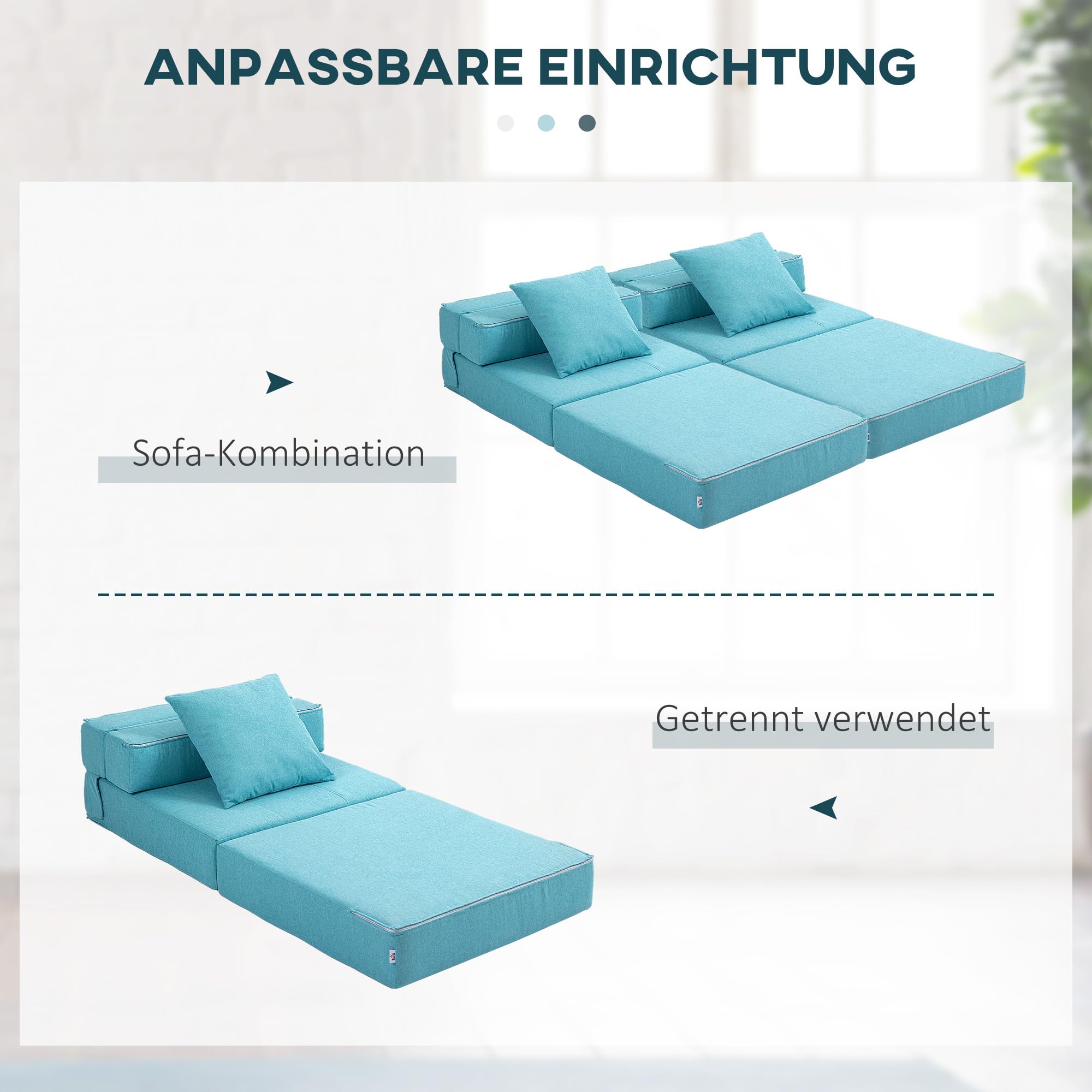 HOMCOM Schlafsessel klappbar, Schlafsofa, 2-in-1 Klappsessel mit Bettfunktion, Relaxsessel mit Kissen, Gästebett für Wohnzimmer, Schlafzimmer, bis 120 kg Belastbar, Blau