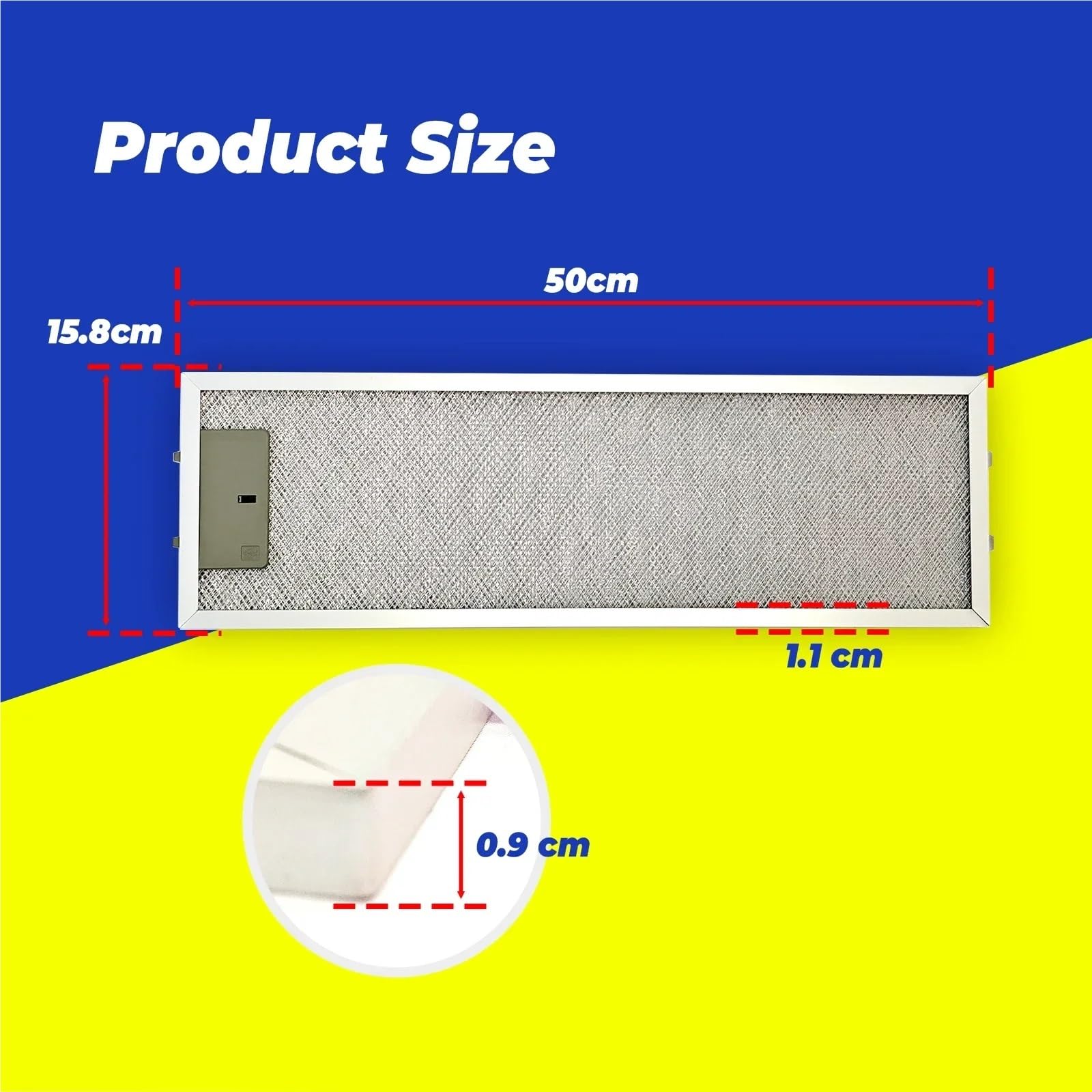 Filtro Campana Extractora Filtro de Grasa for Campana extractora de Cocina de Aluminio de 50 x 15,8 x 0,9 cm