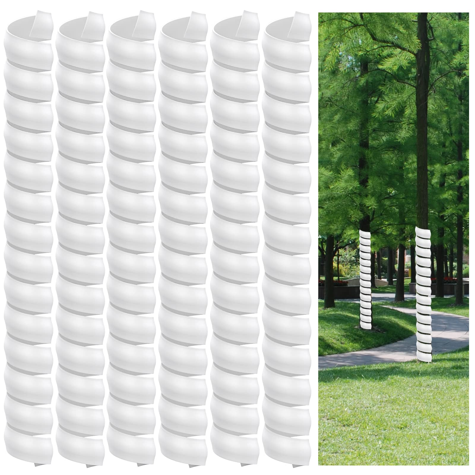 UGarden Upgrade 6 PCS Tree Trunk Protector - 24 Inches Tall Plastic Spiral Tree Guard, Tree Guards Trunk Protector, Sapling Protector to Protect Plants from Deer Rabbit Cats Rodents Mowers