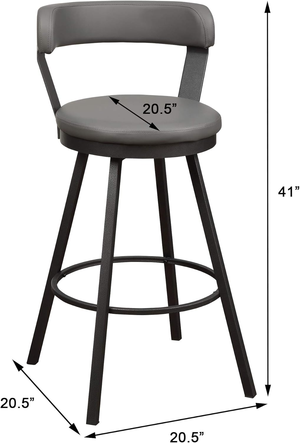 Appert Gray Swivel Pub Stools with Metal Base, Set of 2