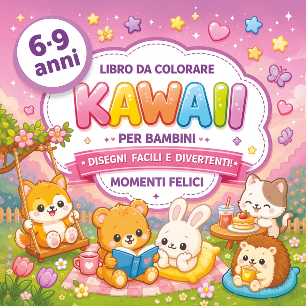 Momenti Felici: Libro da colorare kawaii con teneri animaletti, scene cozy e momenti rilassanti tutti da colorare (Kawaii Moments)