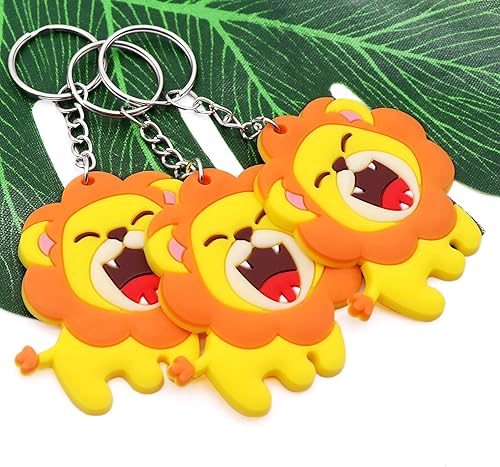 Miniatura 2 de Bonito llavero de león para fiesta de cumpleaños, 24 juegos de bolsas de regalo con etiquetas de papel kraft de agradecimiento y bolsas de regalo