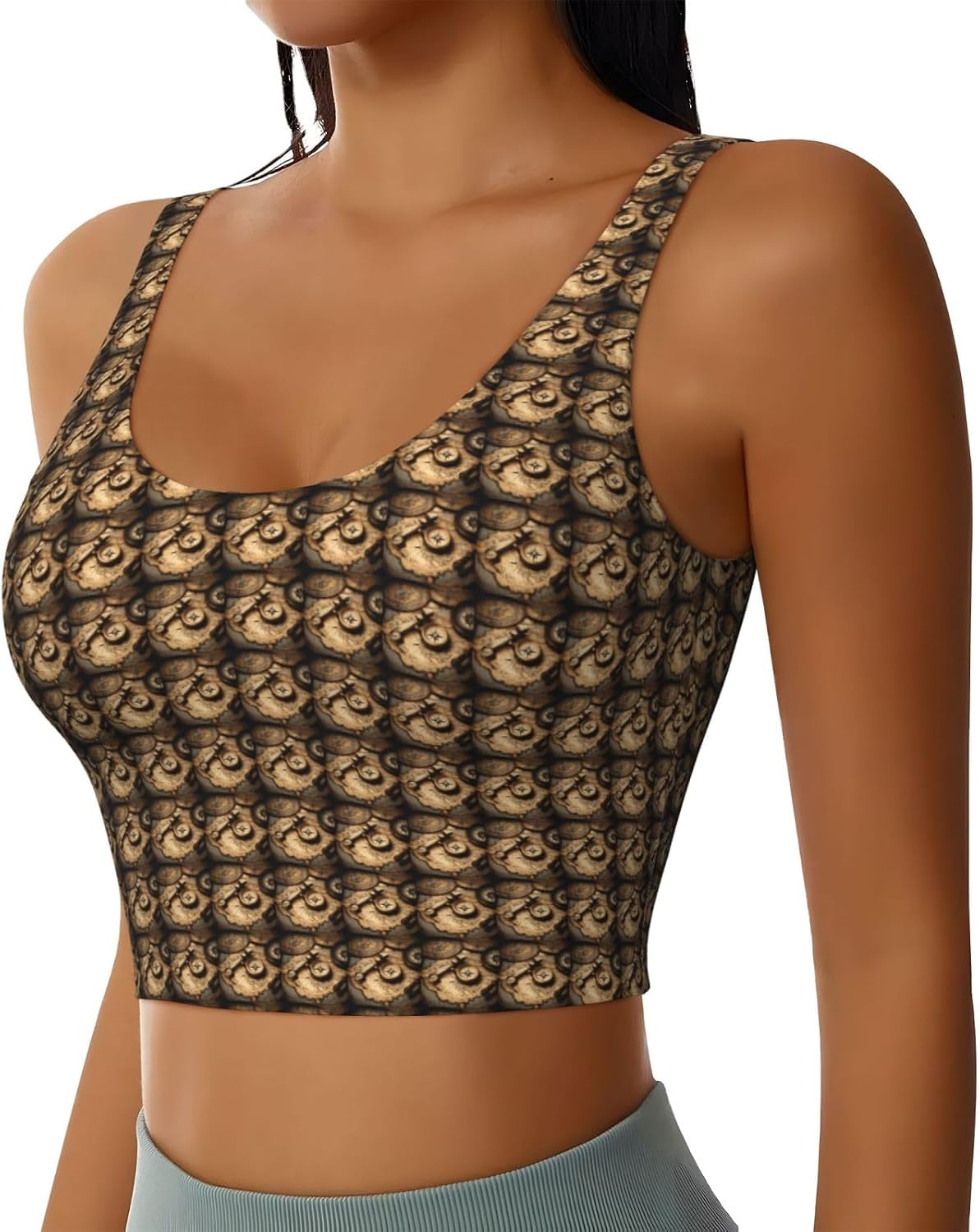 Compass and Old World Map Print Women's Sports Vest Breathable for Yoga Running Gym Athletic Casual Sleeveless Top