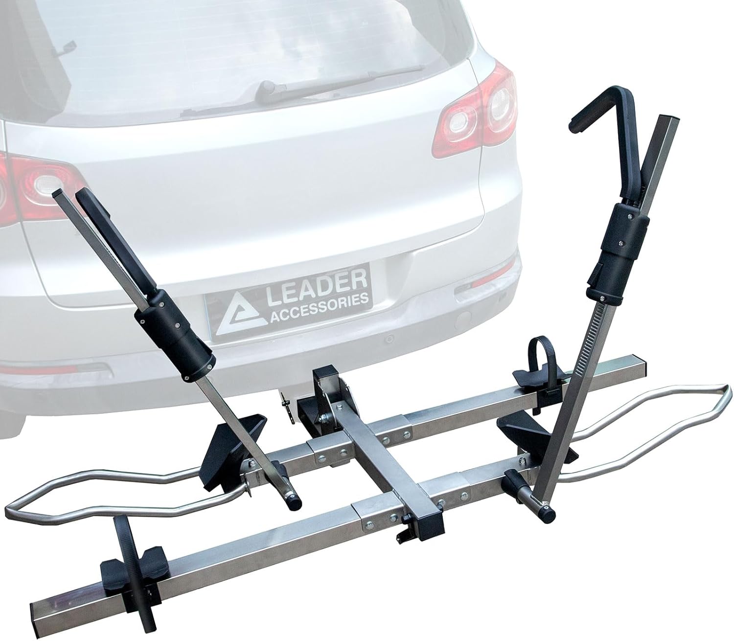 Leader Accessories Hitch Bike Rack, Carry 2 Bikes up to 75 lbs Each for Standard, Fat Tire and Electric Bicycles - Foldable Ebike Rack for Car, Truck, RV and SUV with 2-inch Receiver - Stainless Steel Stainless Steel Tire Clamping