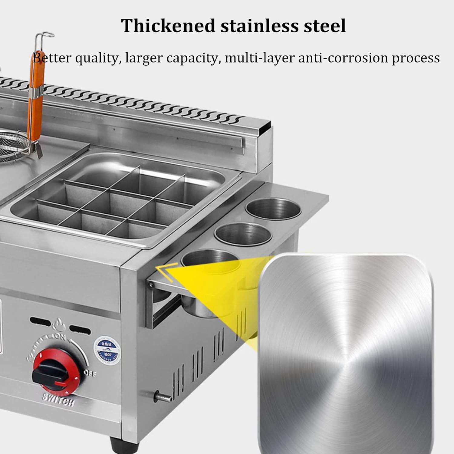 Professional Restaurant Commercial Gas Fryer, Stainless Steel Tabletop Double-slot Lpg Deep Fryer, Outdoor Gas Fryer With Frying Basket and Lid, Suitable for Outdoor Food Cooking In Home Kitchen