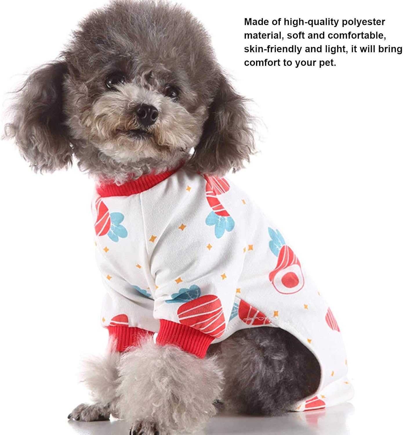 Joyzan Pet Jumpsuit, Cute Cotton Soft Small Dog Pajamas Cat Puppy Pjs Clothes Onesie Outfits Doggie Shirts Sleeper Warm Stretchy Costume Coat Body Suits Easy Wearing with Feet Boy Girl Christmas 4PCS