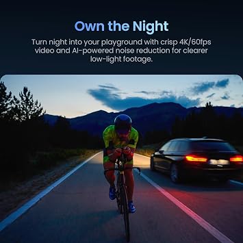 Pro Action Camera, 4K Vlogging Camera with 1/1.3'' Sensor, 65ft Waterproof, Night View & Stabilization for Cycling, Diving, Sports Shooting