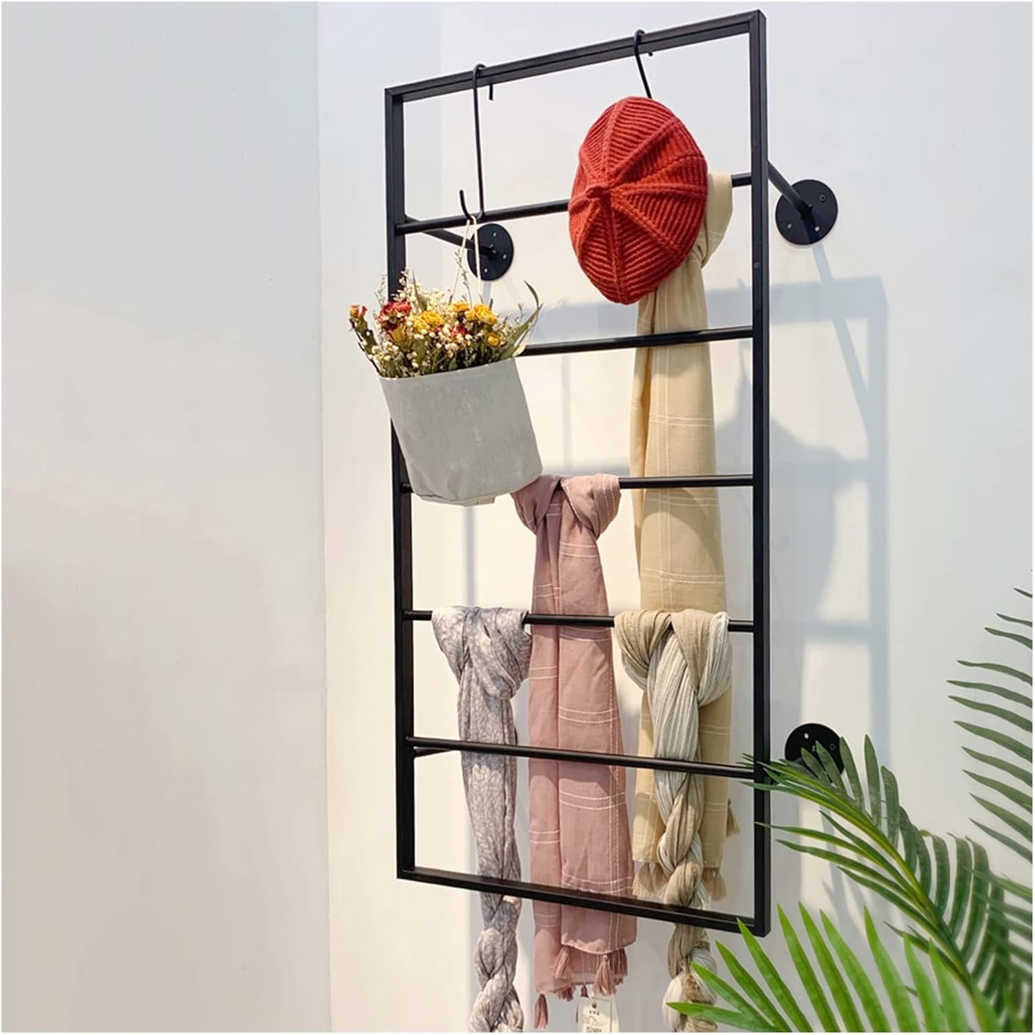 Katzowen Ribbon Storage Organizers Rack Wall Shelves Scarf Rack Organizer, Shawl Fabric Trousers Ties Holder Shelves Show Rack for Shawl Hats Scarves Tie, Gift Wrapping Paper