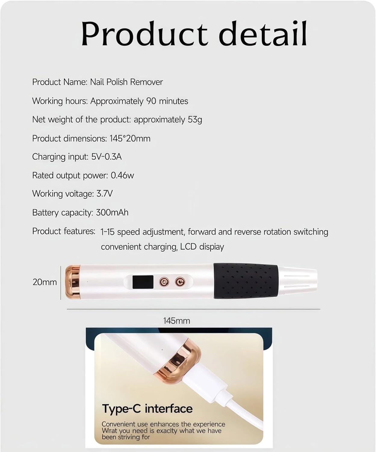 Cordless Nail Drill Professional, 15 Speeds 2-Way Portable Electric Nail File Kit for Women Home Salon Manicure Pedicure Beginners (White)