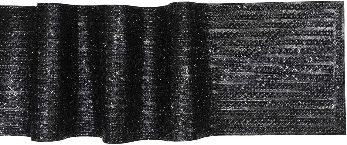 Madison Avenue Table Runner, Glass Rhinestones in Dazzling X Pattern, for Formal Dining Table Settings, Events, Weddings, Silver, 108", Sold Individually