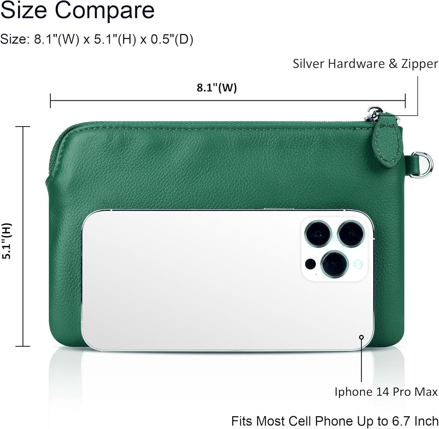 befen Black Genuine Leather Wristlet Clutch Cell Phone Wallet Purse Smartphone Wristlet Wallet Purses and Handbags for Women - Image 6