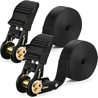 IAZZCO Heavy Duty Ratchet Straps: 2 Pack 6 M x 25 mm Tie Down Straps with Cam Buckle for Motorcycles/Car/Trailer/Household