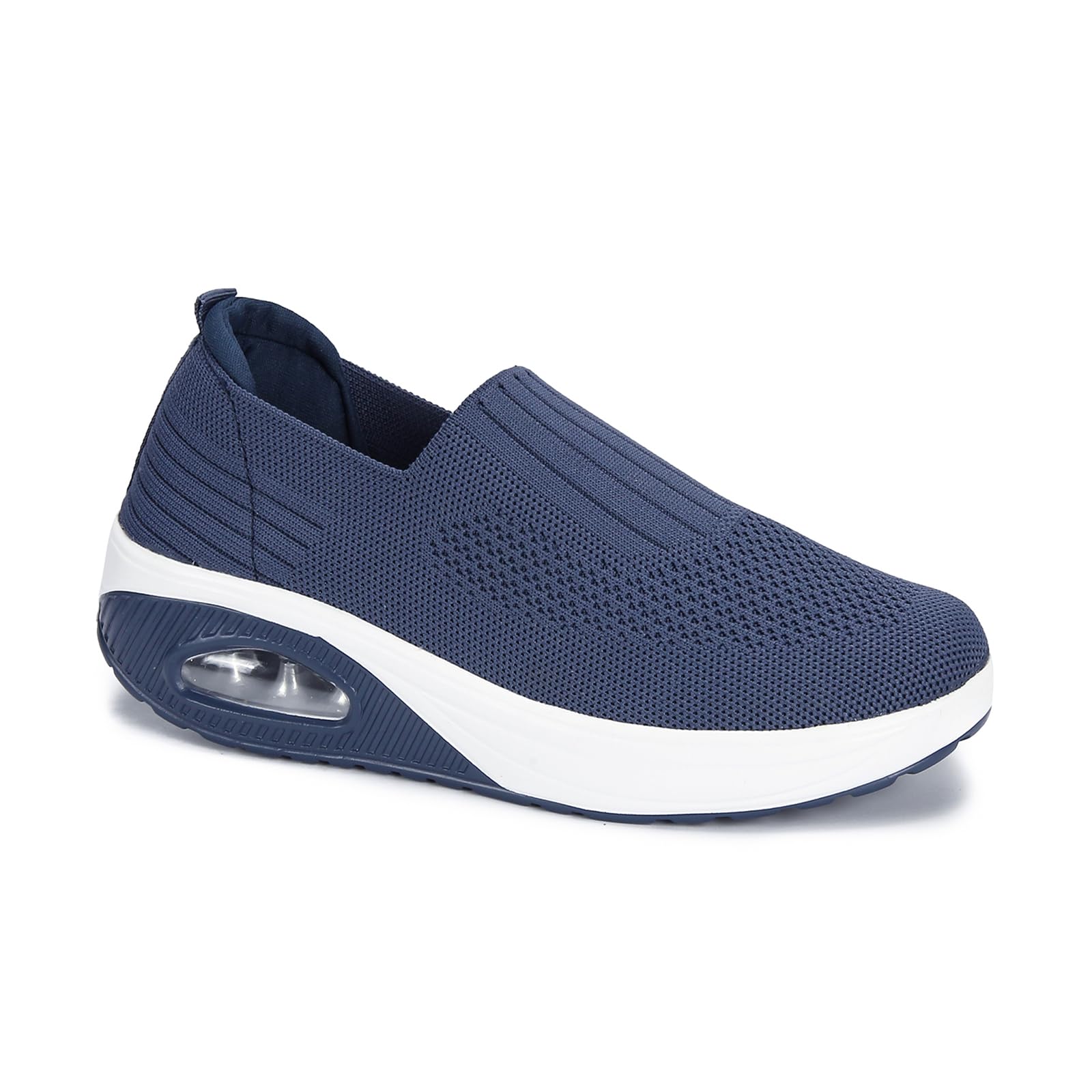 Semshedy Orthopedic Nursing Sneakers Lightweight Walking Shoes Slip-on Wedge Sneakers Diabetic Shoes 2266 DarkBlue36