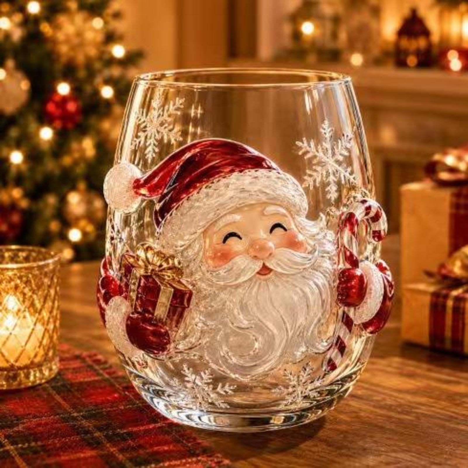Vasos Navideños con Motivo en Relieve Set de 6 Vasos de 300 ml para
