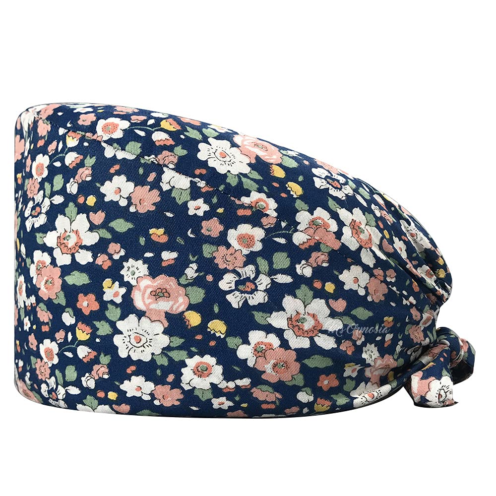 Unisex Nurse Cap Scrub Hats Pharmacy Lab Nursing Hat Women Spa with Button Scrubs Caps Medical Uniform Accessories (12169)