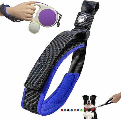 Correa de muñeca para correa retráctil para perro, correa de seguridad ajustable con forro de neopreno suave y gancho bloqueable para control de