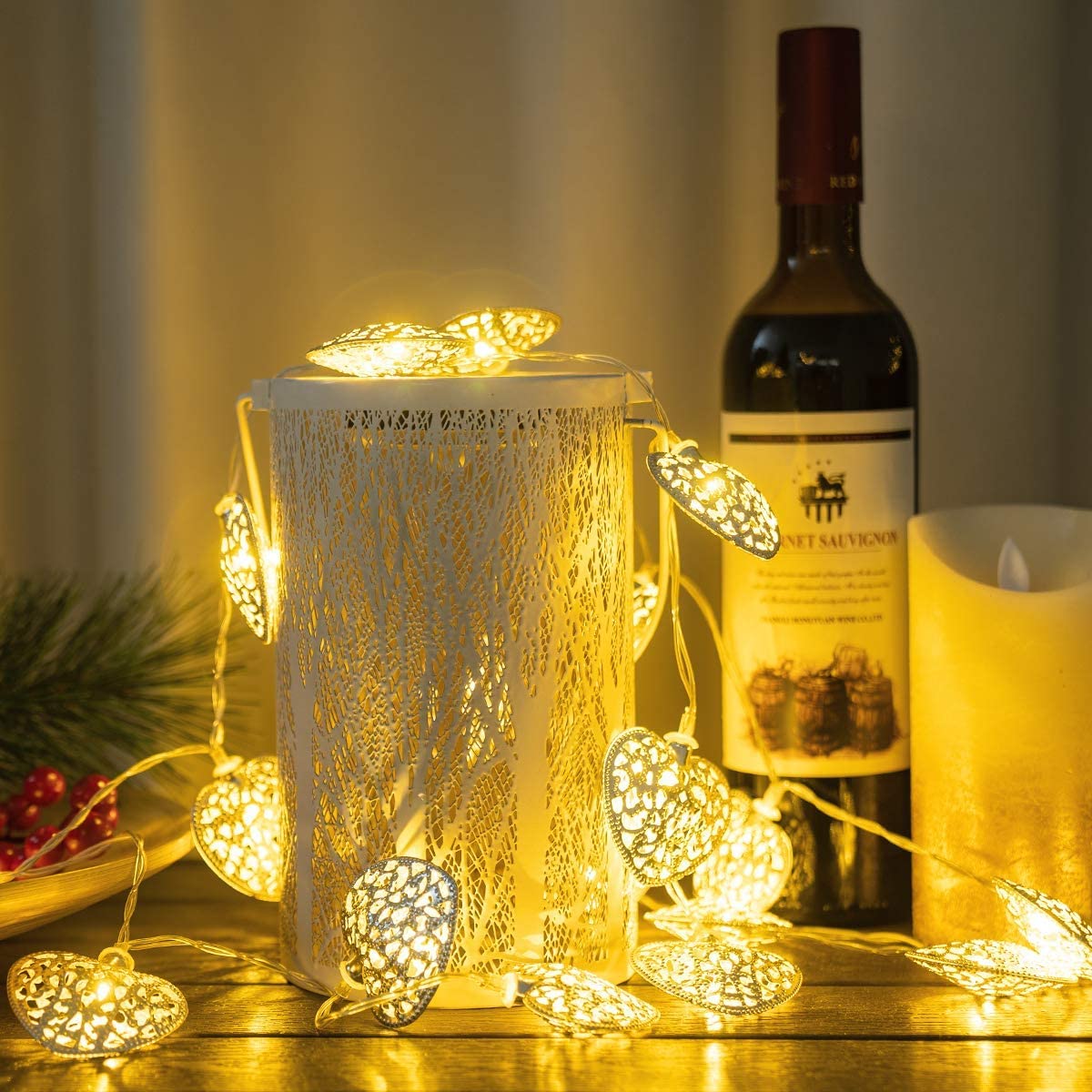 LED Lichterkette In Herzform – 3 M, 20 LEDs, Batteriebetrieben, Warmweiß Für Deko Innen & Außen