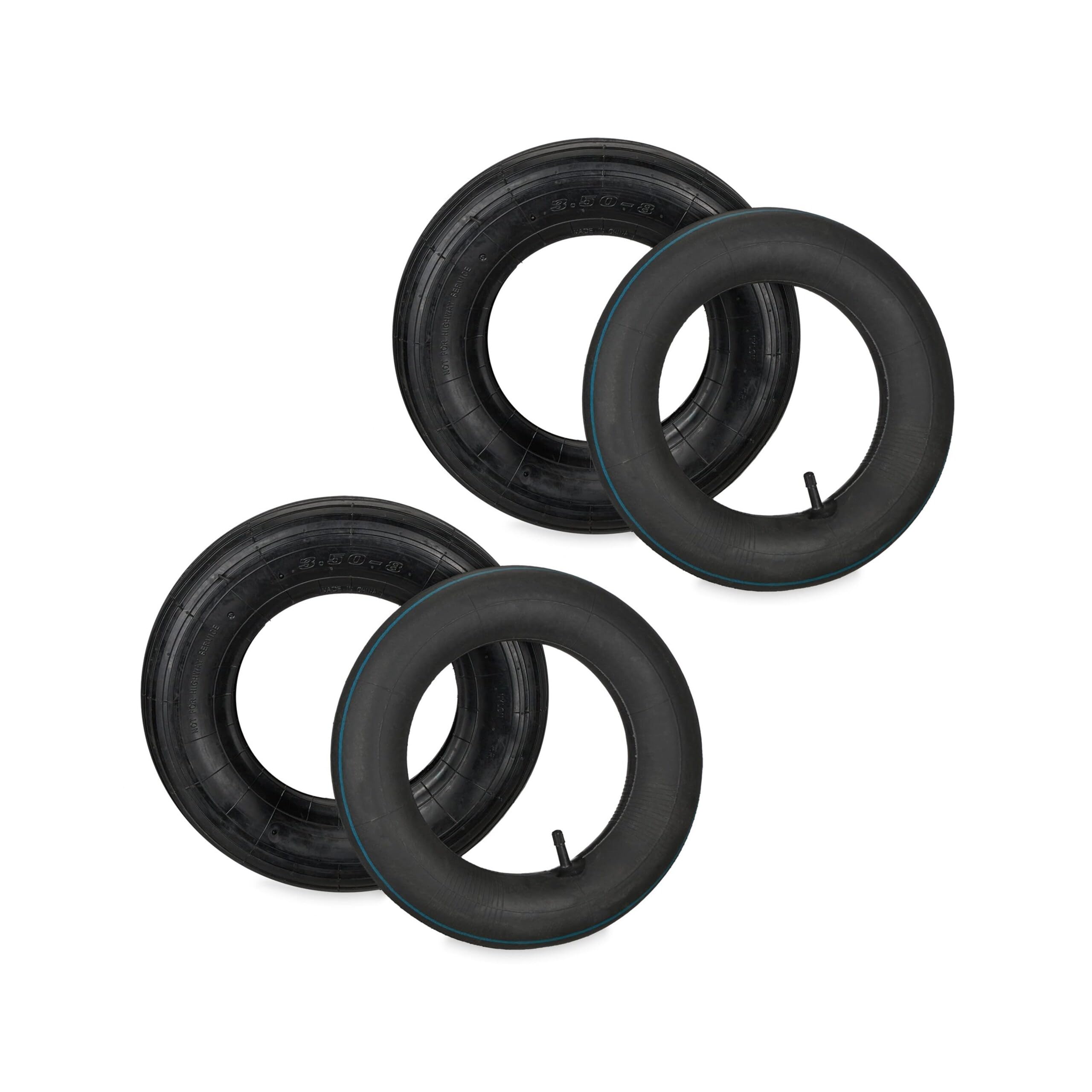 Relaxdays Roue brouette avec Chambre à air, Lot de 2 pneus Rechange 3.50-8 Pouces, pneumatiques, Jusqu’à 154 kg, Noire