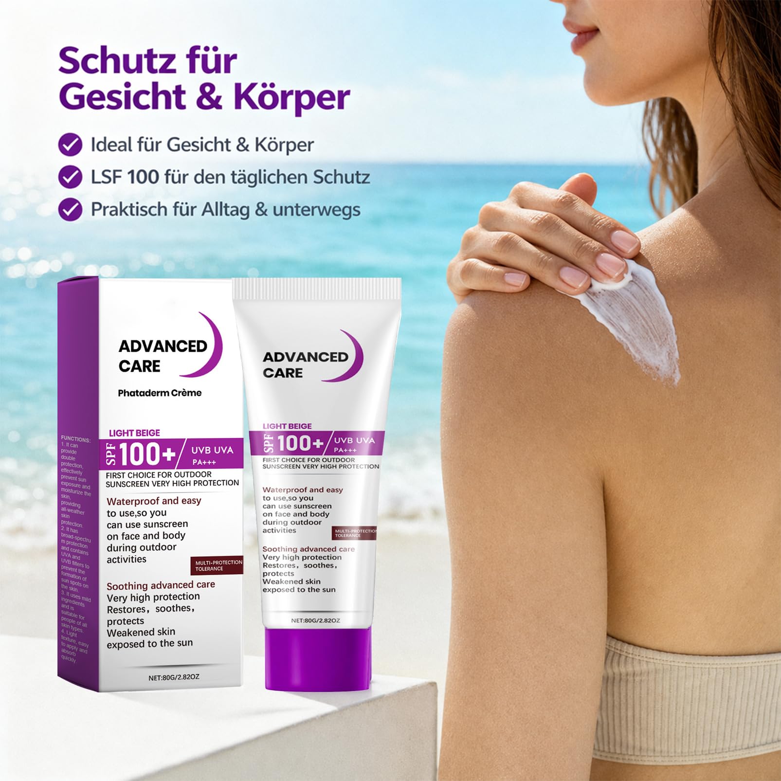 Krem przeciwsłoneczny SPF 100 – SPF 100 – ochrona przed słońcem do ciała i twarzy, silny krem przeciwsłoneczny – ochrona przed starzeniem się, ochrona przed promieniowaniem UV, nie tłuści, nawilżający