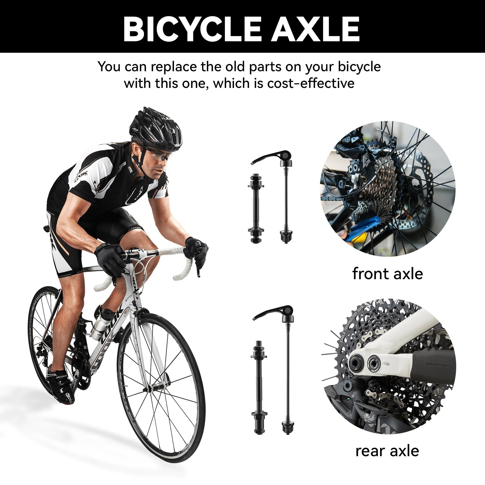 Brochettes à dégagement rapide avant et arrière pour vélos, jeu de brochettes à dégagement rapide (avant arrière) (SCR