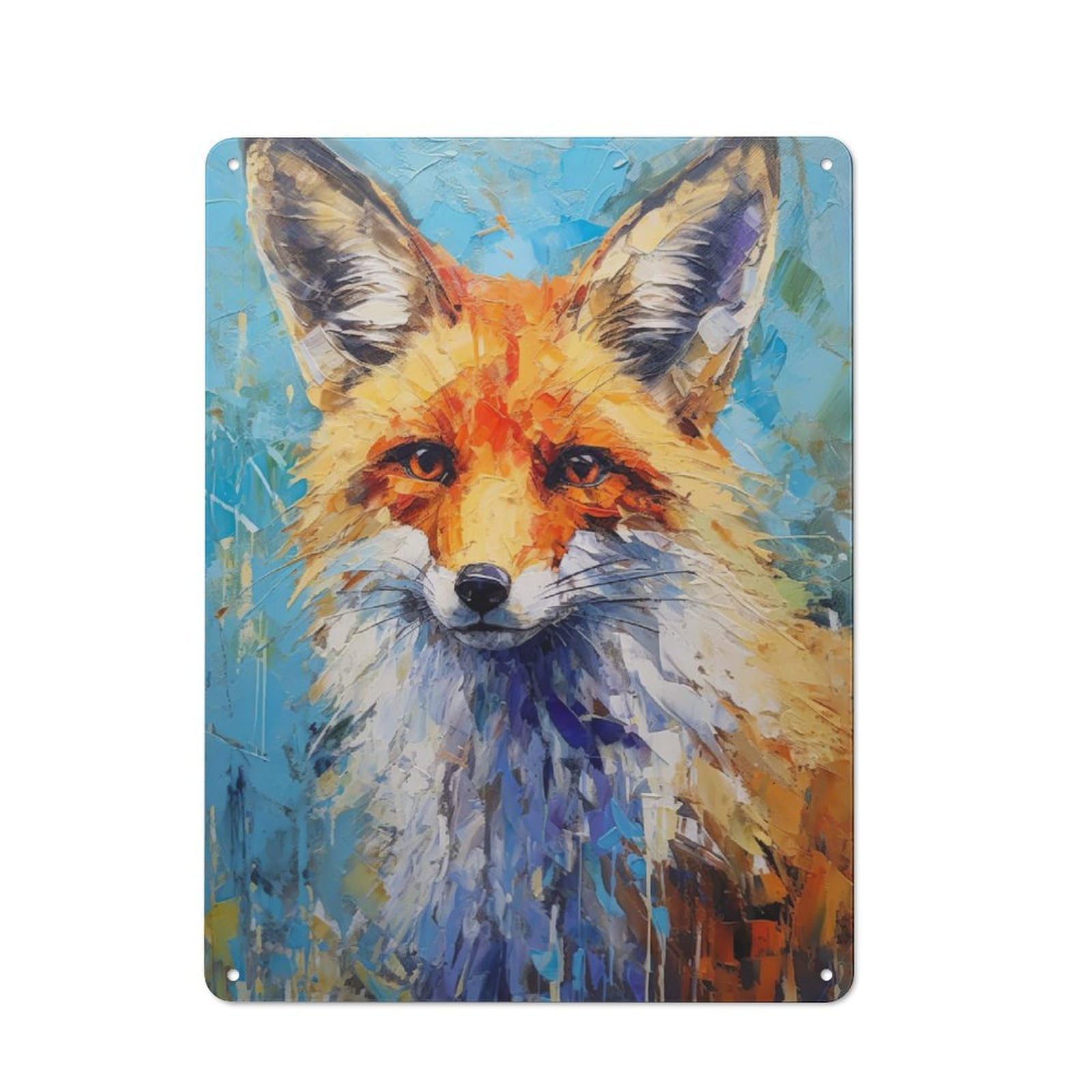 Junmoney Palette Fox Painting For Lounge Or Reading Corner, Retro Metal Sign 40X30cm, For Metal Sign Collectors, For Garage And Workshop Walls