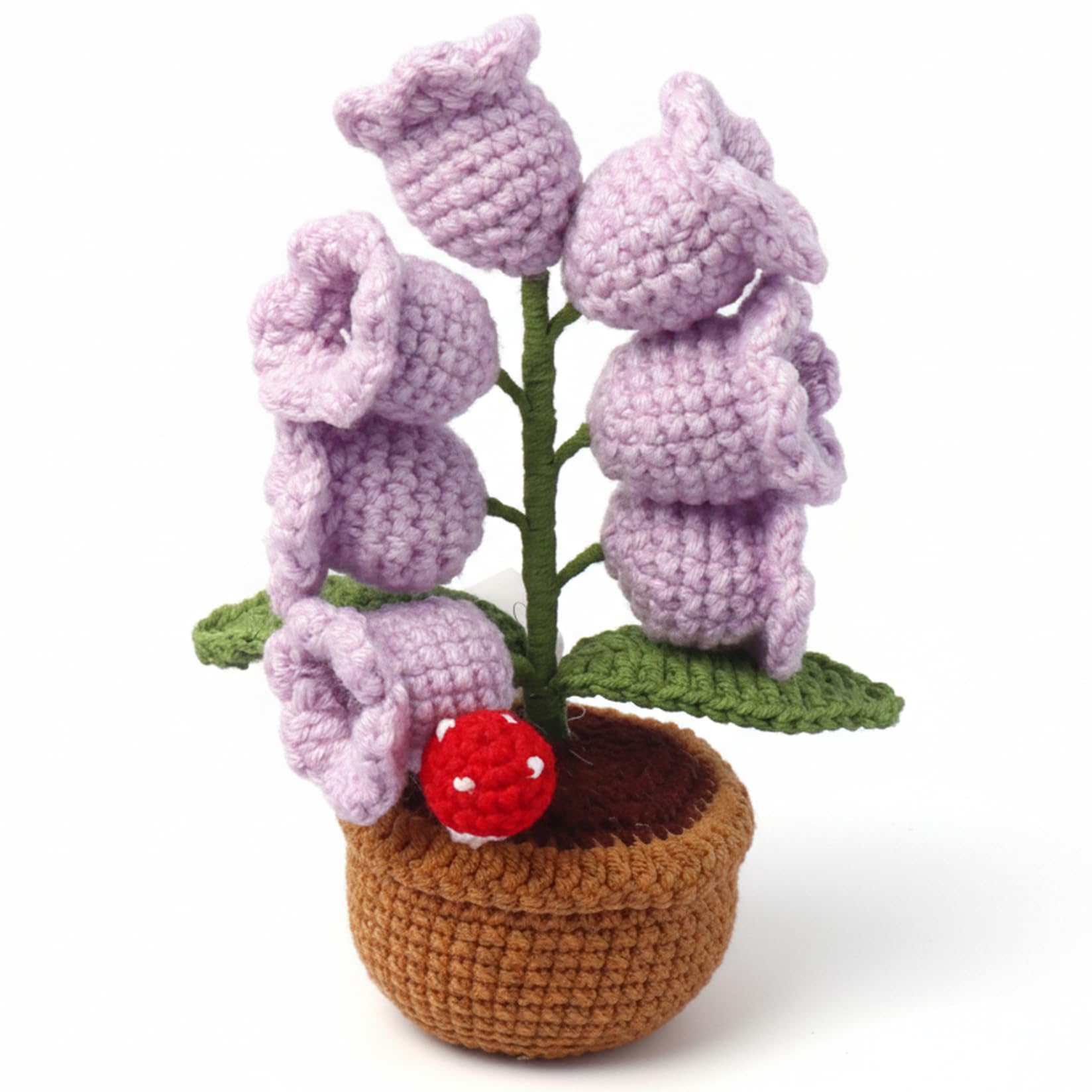 Perodlly Lily Of The Valley Lamp, Crochet Flower Night Light with Warm Glow, 7 Purple Lily Lamps in Vintage Pot for Bedside Table Decor, Birthday Favor..