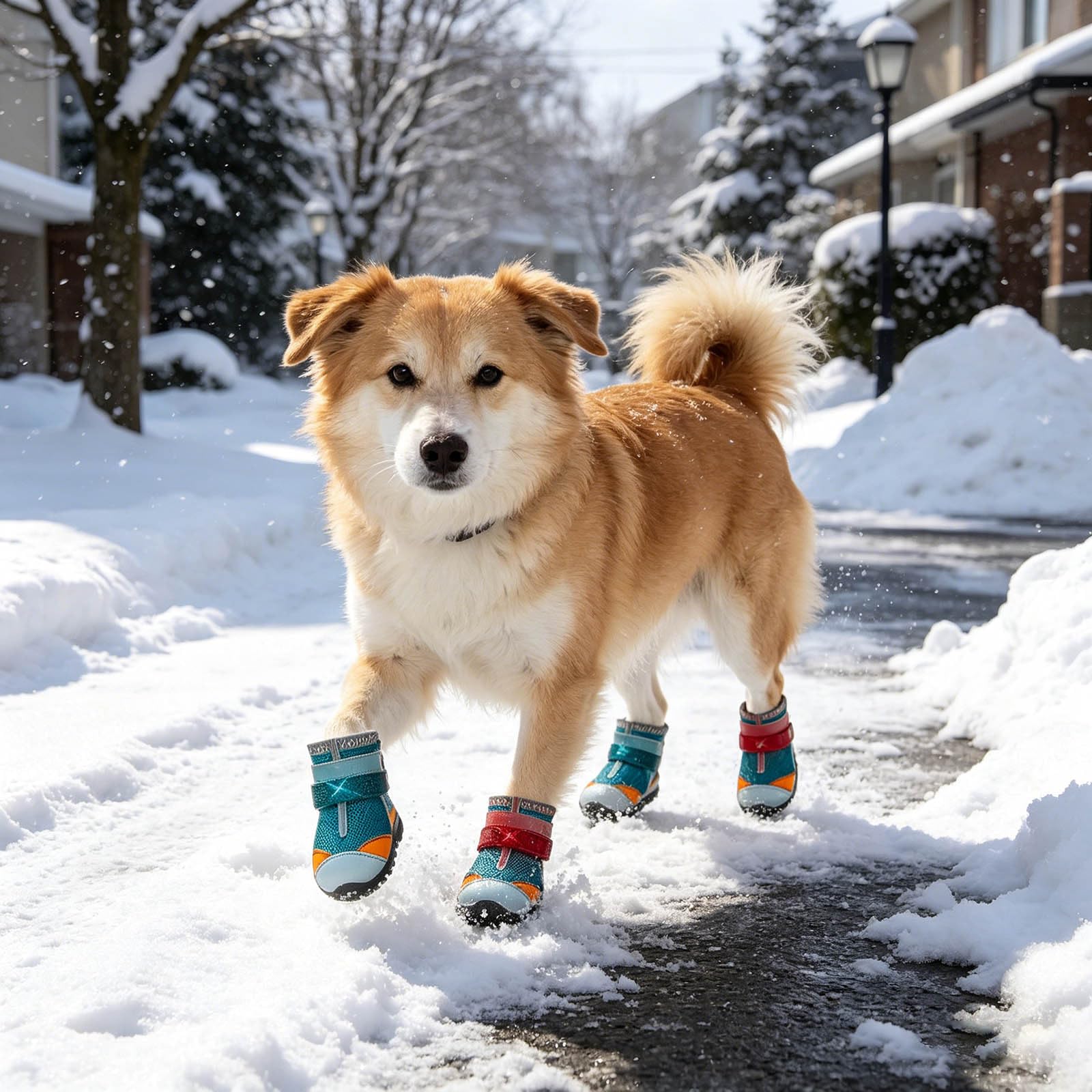 2 Pairs Light Up Dog Shoes, Motion Activated LED Paw Protectors