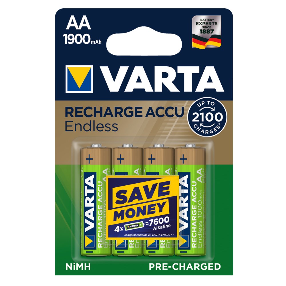 VARTA Ready2Use Akkus AA – 4 Stück, 2400 MAh, Sofort Einsatzbereit, Ohne Memory-Effekt