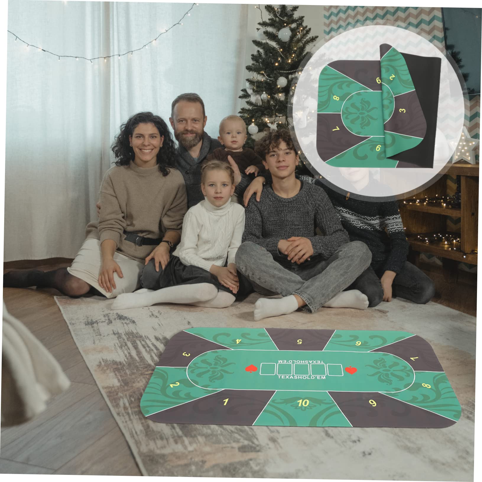 Quadratische Tischdecke aus Grünem Gummi rutschfeste Pokermatte und Pokerkissen Rechteckige Universalmatte für Pokertische für Familienspiele und Rollenspiele Leicht