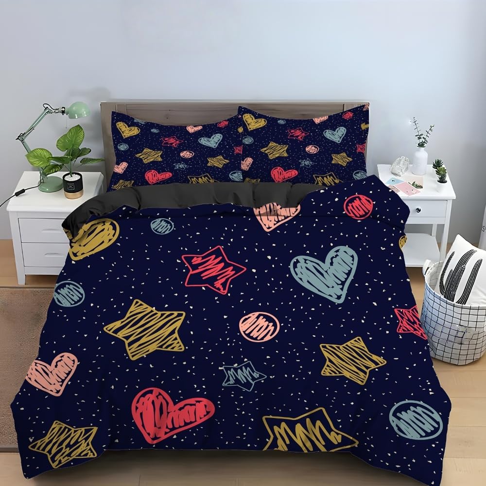 Housse de couette cœur coloré en tissu doux pour le confort de la chambre des ados