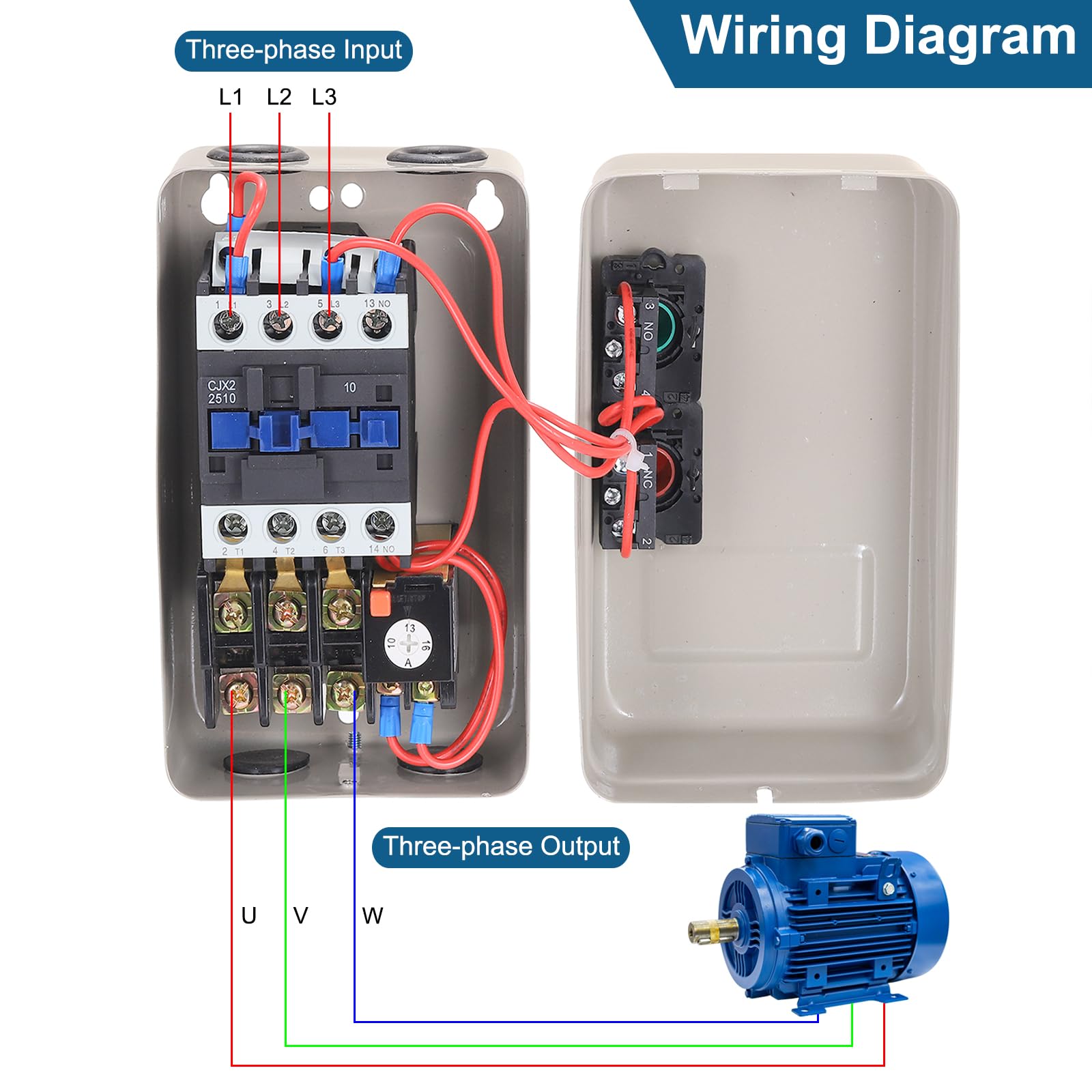 PATIKIL Magnetico Avviatore, 380V 5.5KW 7.5HP, Magnetico Interruttore Motore Avviatore per Aria Compressore