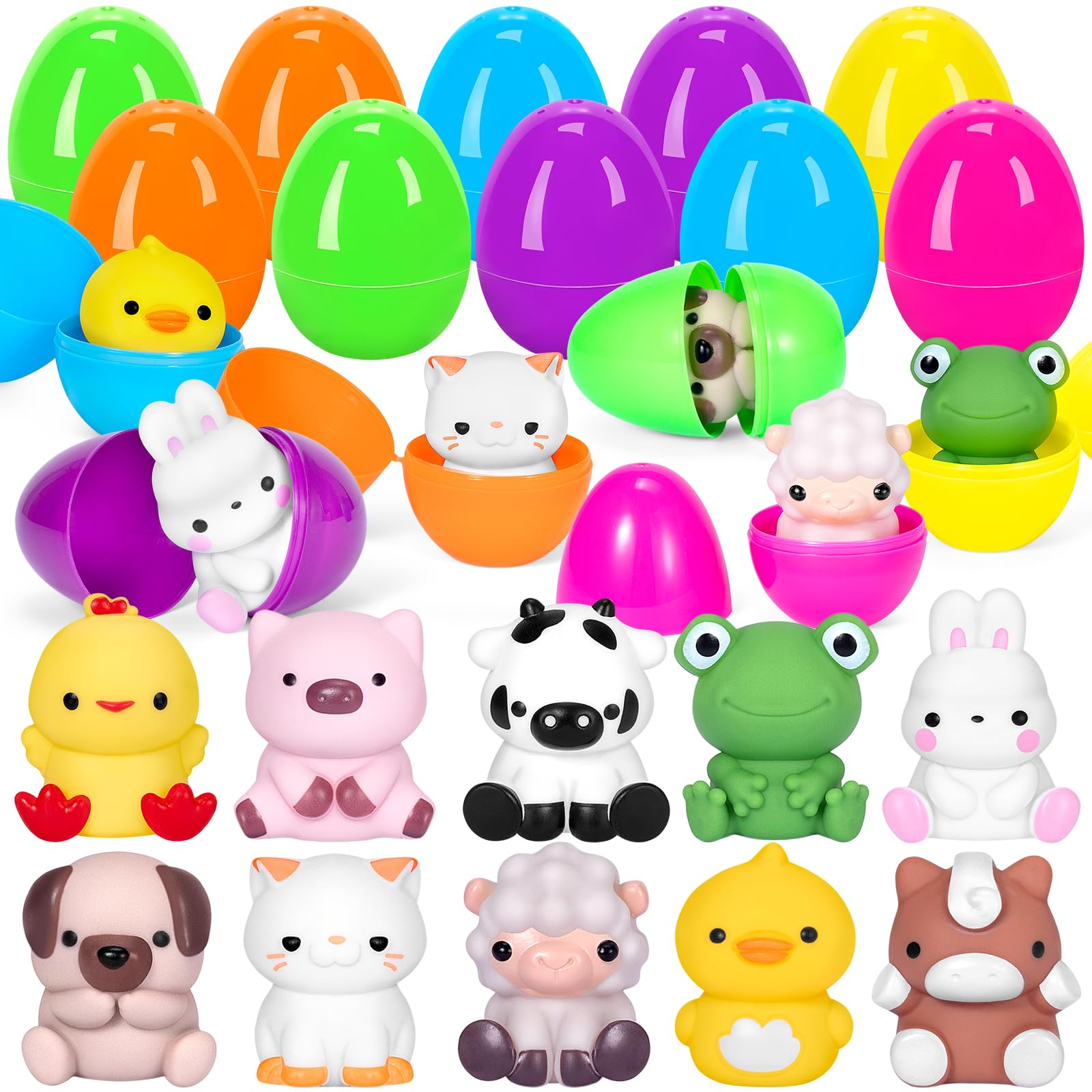 JolliBrix 10 PCS Prefilled Easter Eggs with Animal Finger Puppets Toys Easter Basket Stuffers Fillers for Toddlers, Classroom Prize Supplies, Easter
