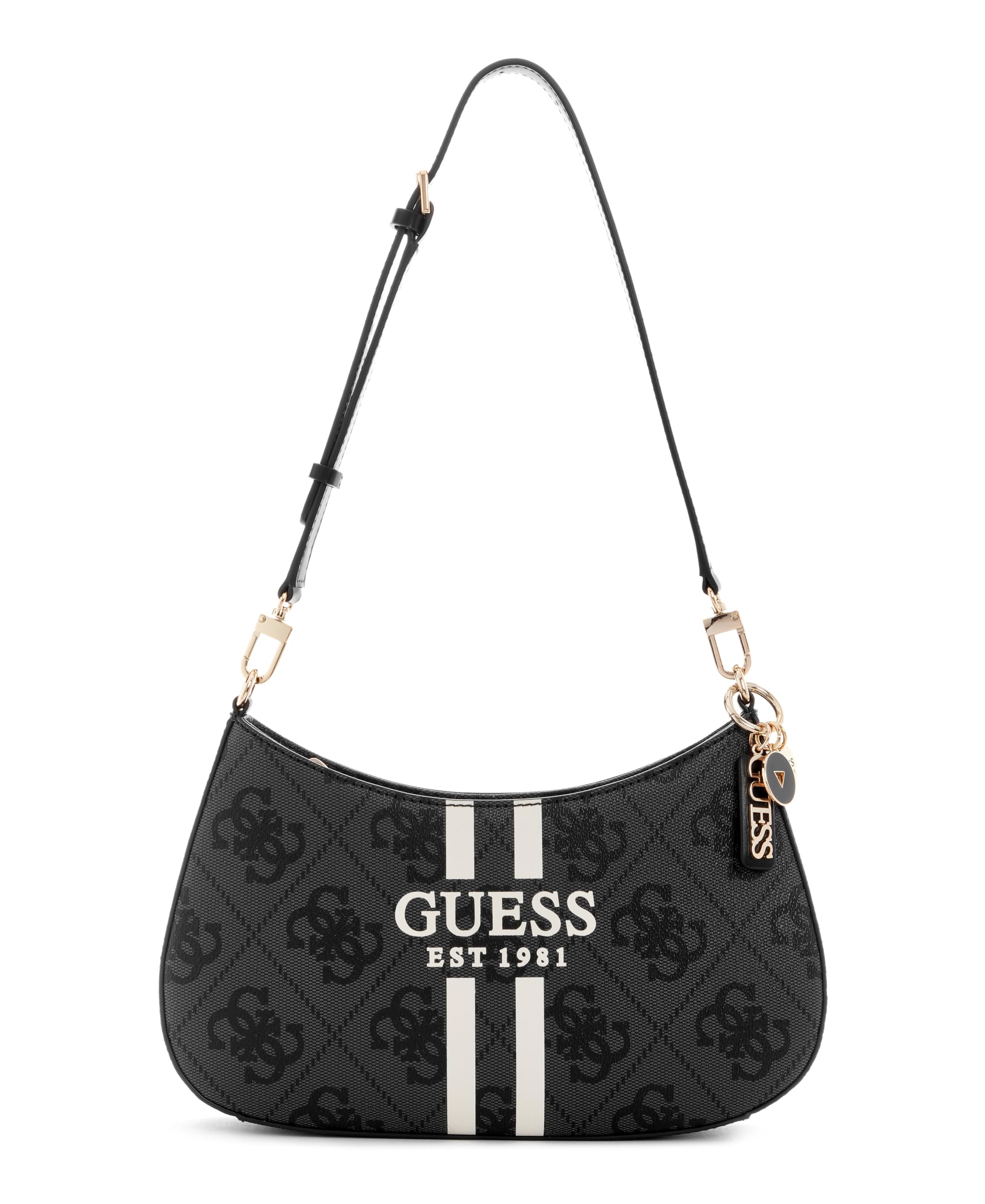 GUESS Noelle II Top Zip Shoulder Bag, Coal Logo