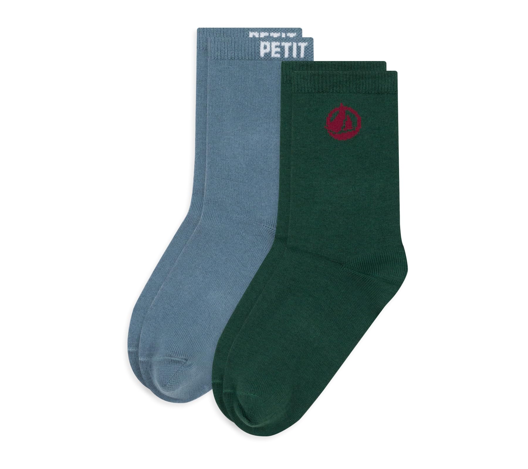 Petit Bateau 2 paia di calze bambino in cotone logo, multicolore, 23-26
