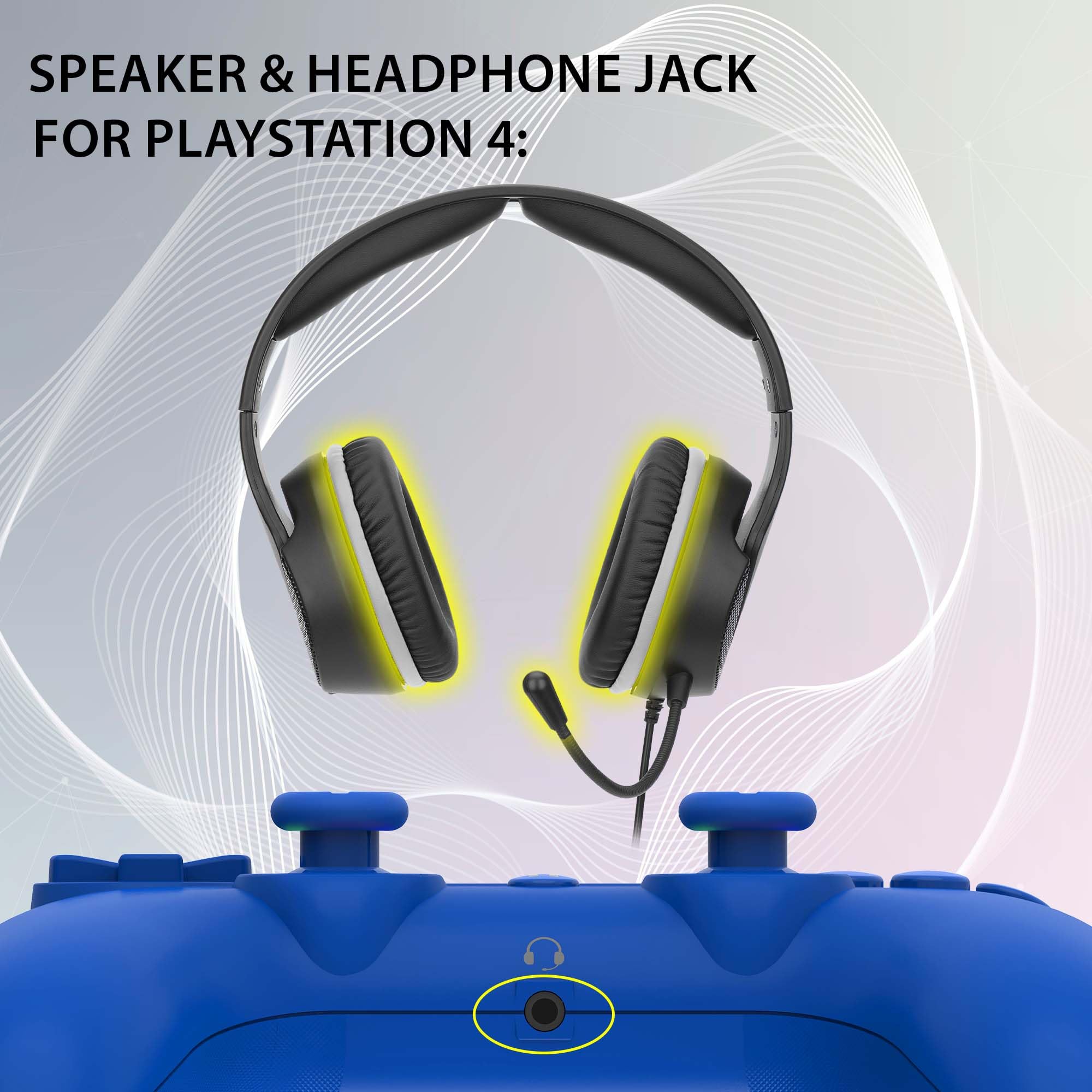 SUBSONIC - Kabellose Controller für PS4 und PC - RGB LED - Blau | Ergonomisch, Programmierbare LEDs, Vibrationsfunktion, Programmierbare Paddles – Kompatibel mit PlayStation 4 und PC