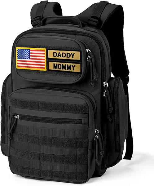 MIRACOL Military Dad Diaper Bag: Tactical Design Rugged Durable Gear with Removable Daddy Badges - Gift Boosting Veteran Dad Pride in Baby Outings