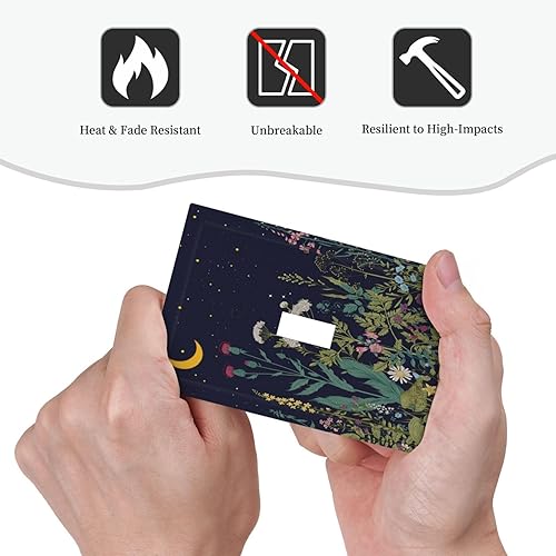 Miniatura 6 de Cubierta de interruptor de luz de 1 cuadrilla con flores silvestres bohemias, plantas botánicas de naturaleza, acuarela, placa de pared de palanca