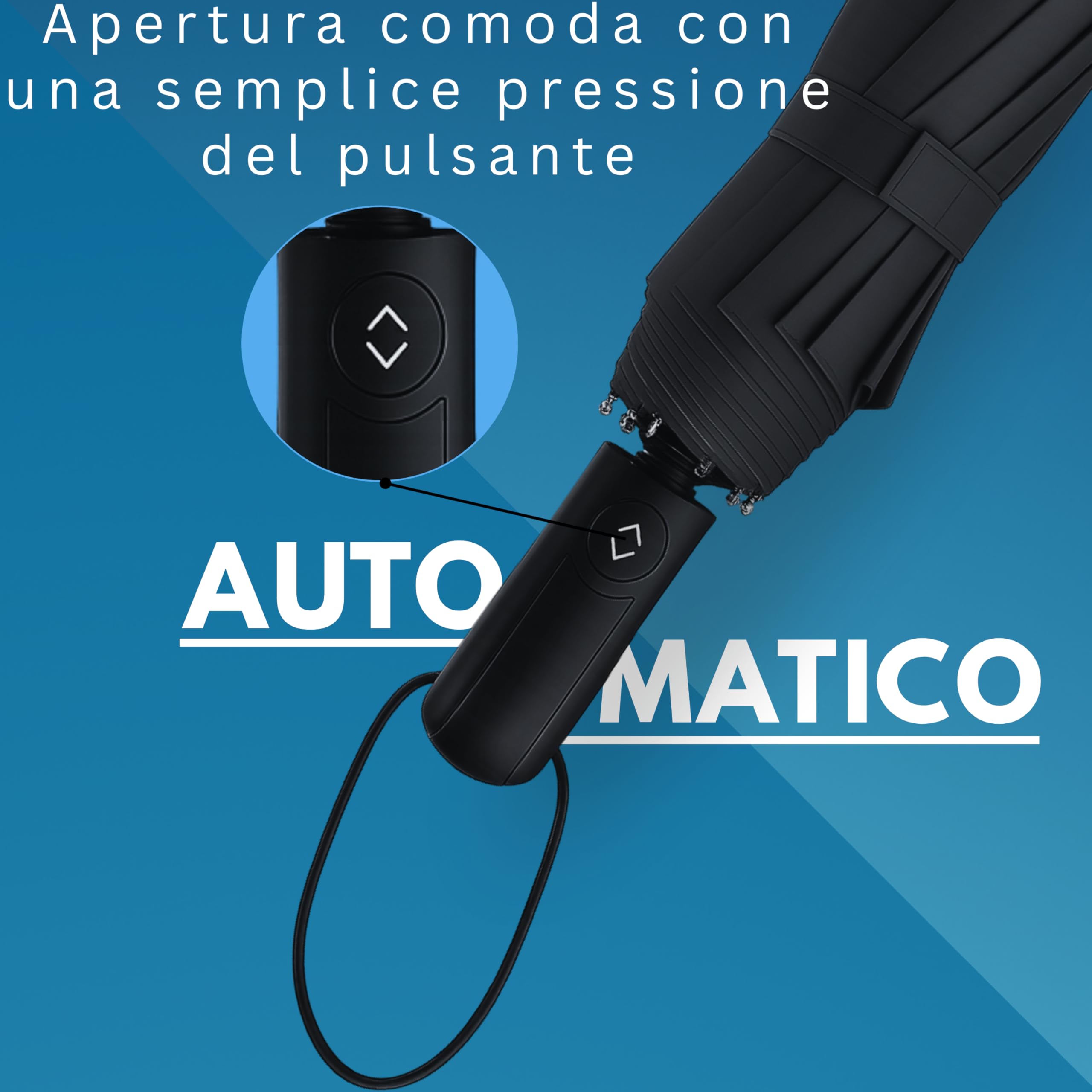 Ombrello pieghevole I Ombrello pioggia 3 misure Ø95cm, Ø100cm, Ø105cm | Ombrello antivento, piccolo e leggero I Ombrello da viaggio per uomo e donna I Umbrella automatico apri e chiudi I Drytogo