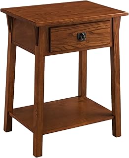 Leick Home Mission End Table, Solid Wood, 1 Storage Drawer, Bottom Display Shelf, Easy-Assembly, For Living Room/Bedroom, Russet, 16.0 in. L x 22.0 in. W x 28.0 in. H, 9066-RS