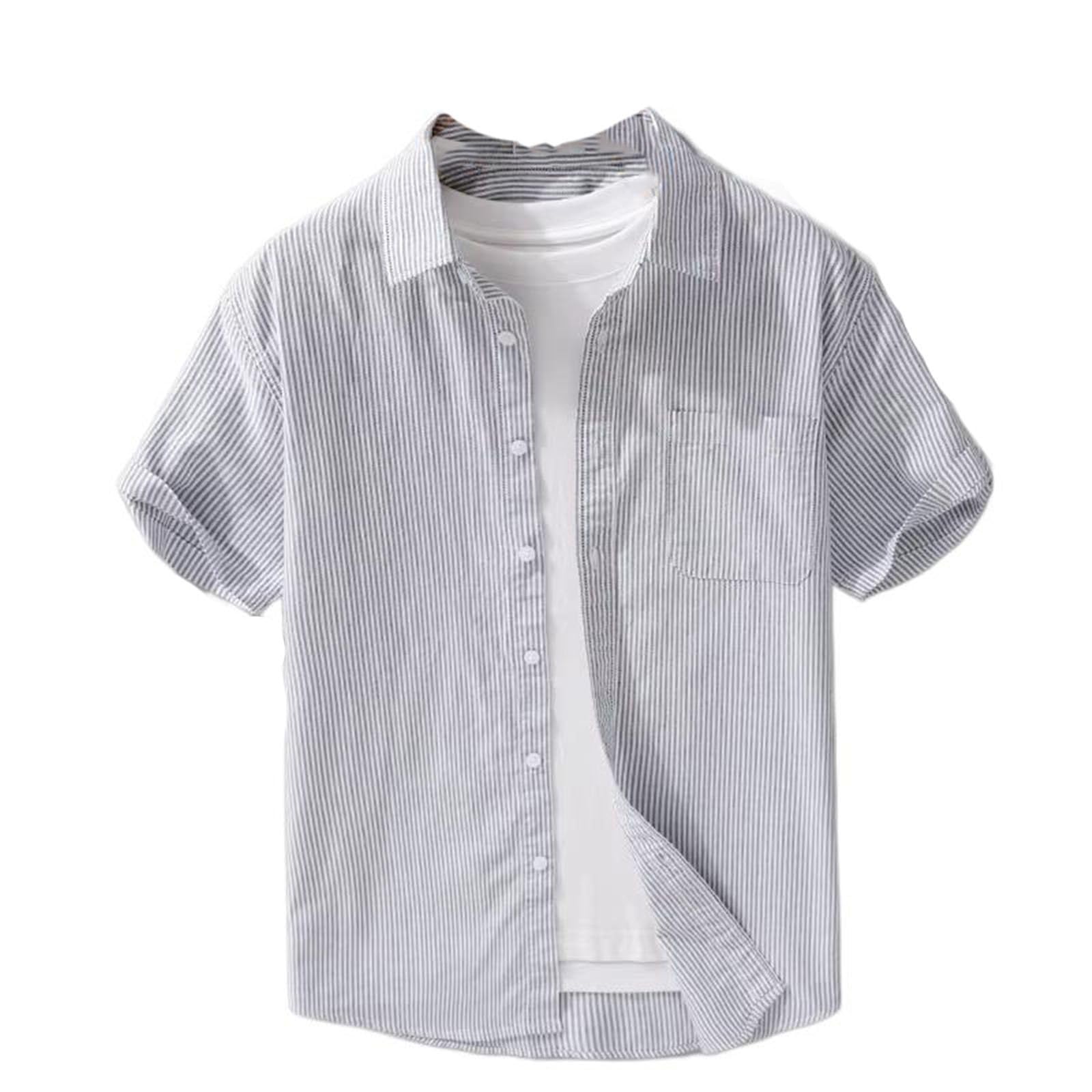 Camicetta Streetwear da Uomo a Righe a Taglio Slim, Colletto abbattuto, Top Casual Estivo