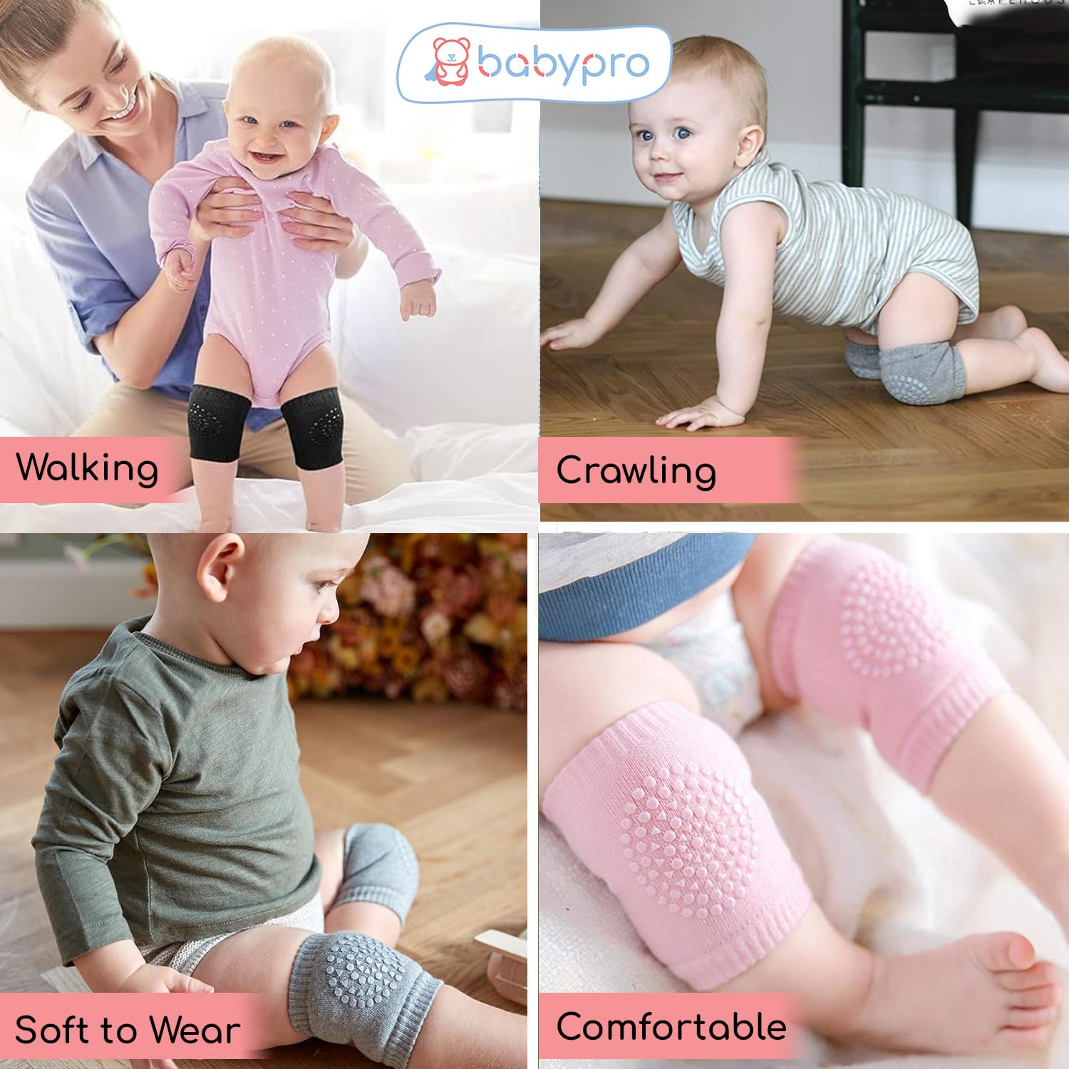 BabyPro Baby Knee Guard-Set of 2, Multicolour Knee Pad for Toddler Crawling 3