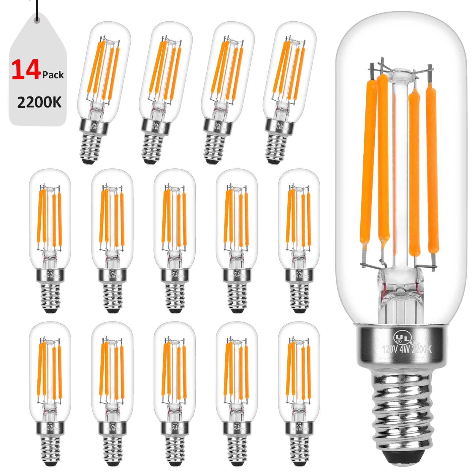 14-Pack E12 LED Bulb,𝟔𝐖 E12 Bulb Dimmable (60W Equivalent) with Soft Warm White 2200K, Candelabra Light Bulbs with 90+ CRI, No Flicker for Chandeliers,Ceiling Fan,Pendant,Vanity