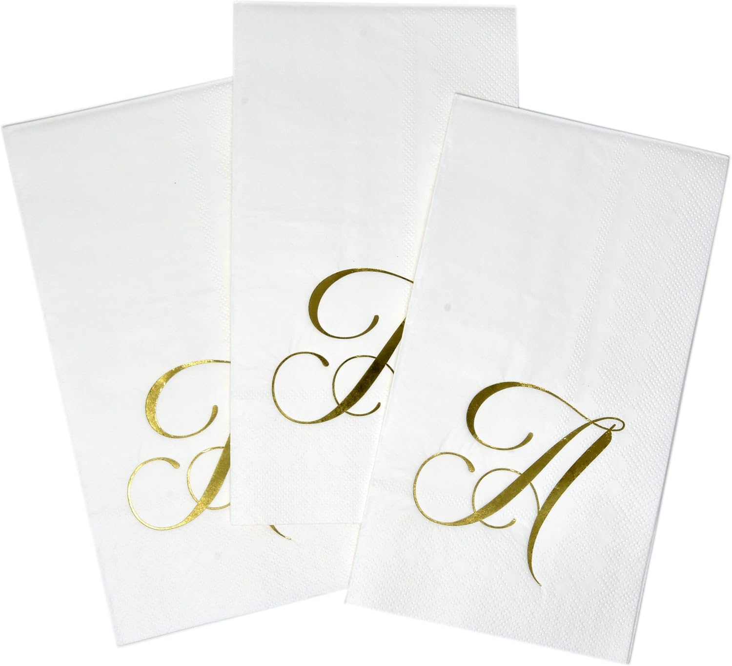 Gift Boutique 100 Gold Monogram Guest Napkins Letter A Disposable Paper Pack Elegant Metallic Golden Foil Dinner Hand Napkin for Bathroom Powder Room Wedding Holiday Baby Shower Decorative Towels - Image 5