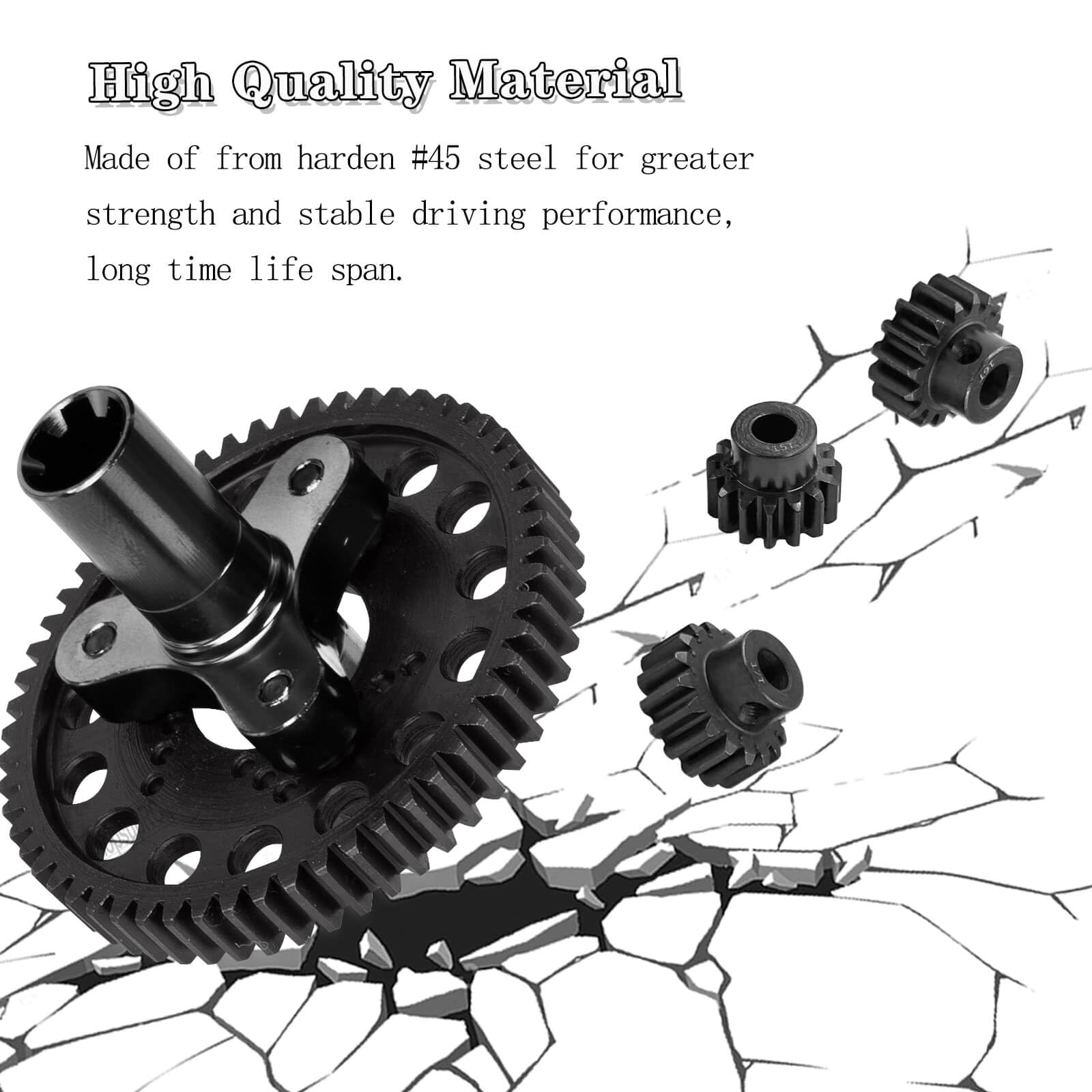 Metal Center Drive Shaft & Spur Gear Upgrade For Arrma 1/10 4x4 RC Cars - Blue