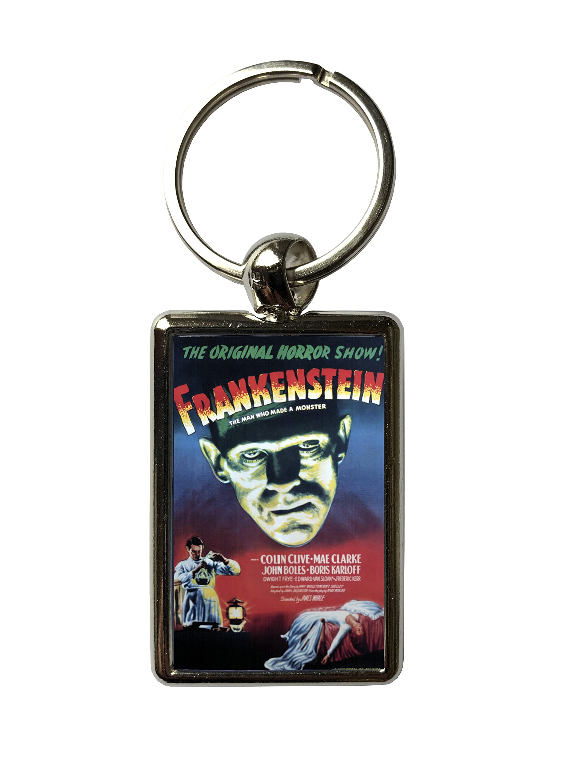Super Universe Unisex Chrome Classic Frankenstein Horror Movie Metal Keyring – Gothic Monster Collectible